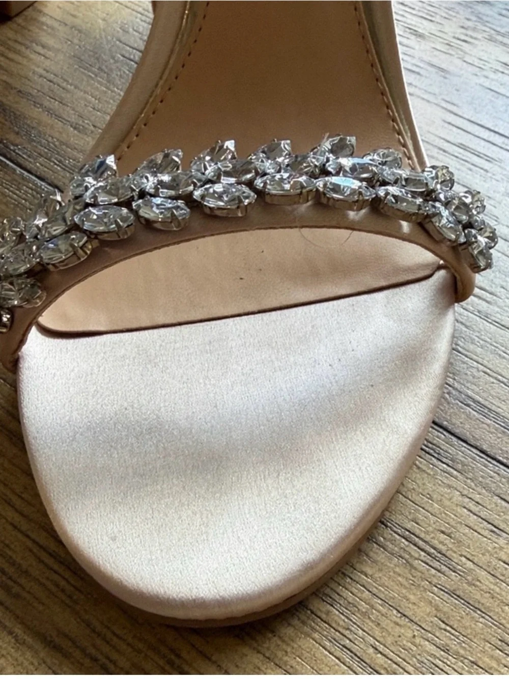 Badgley Mischka Blush Crystal Ankle-Strap Heels